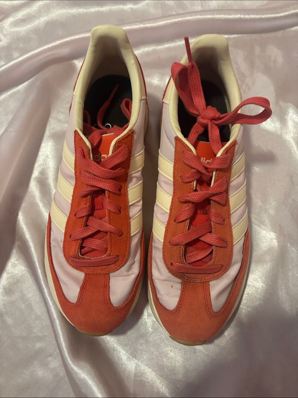adidas Women's Coral Red & Pale Pink Retro Sneakers
